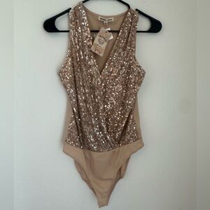 Sparkly bodysuit nwt rose gold sz s